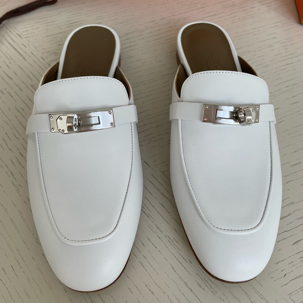 Hermes Oz Mule White Size 36
